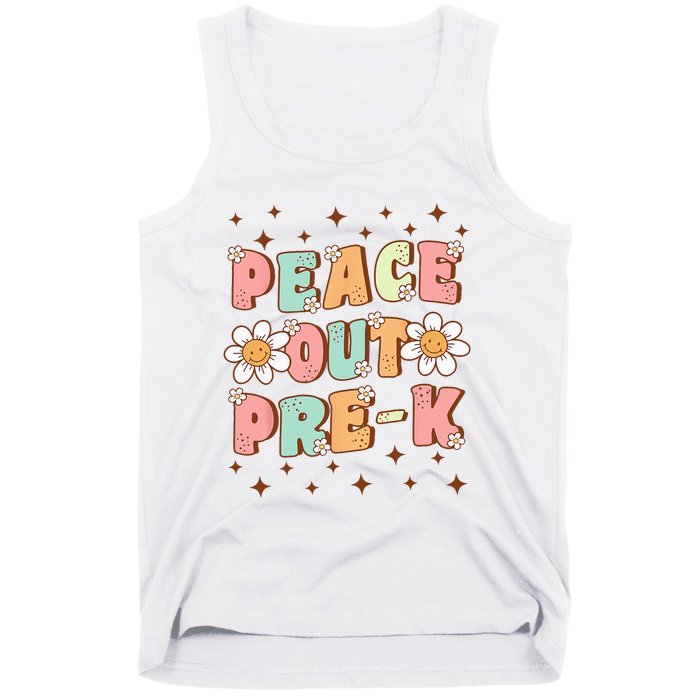 Peace Out Pre-K Cute Groovy Last Day of Preschool Graduation Tank Top