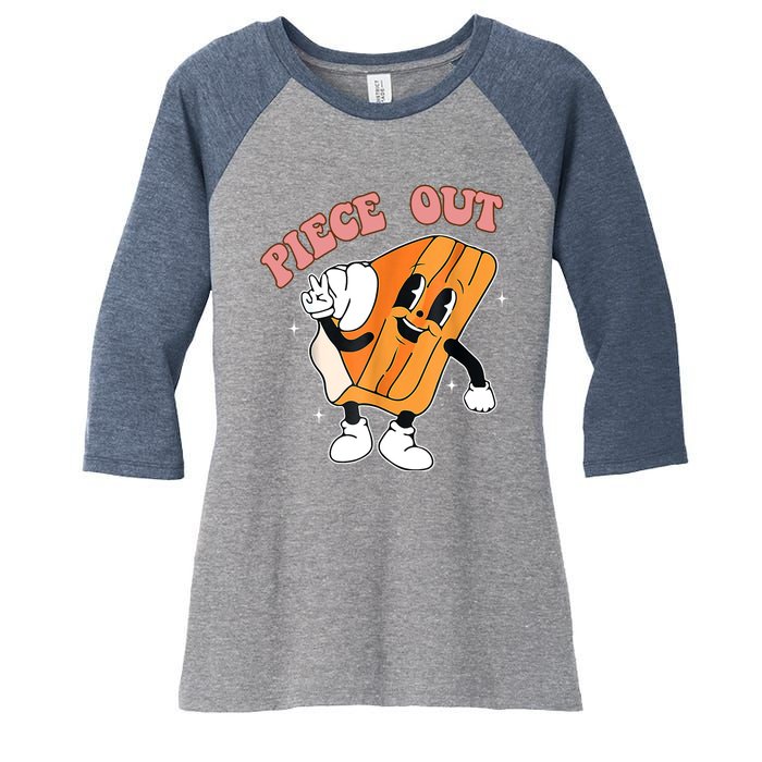 Piece Out Pie Funny Gift Women's Tri-Blend 3/4-Sleeve Raglan Shirt