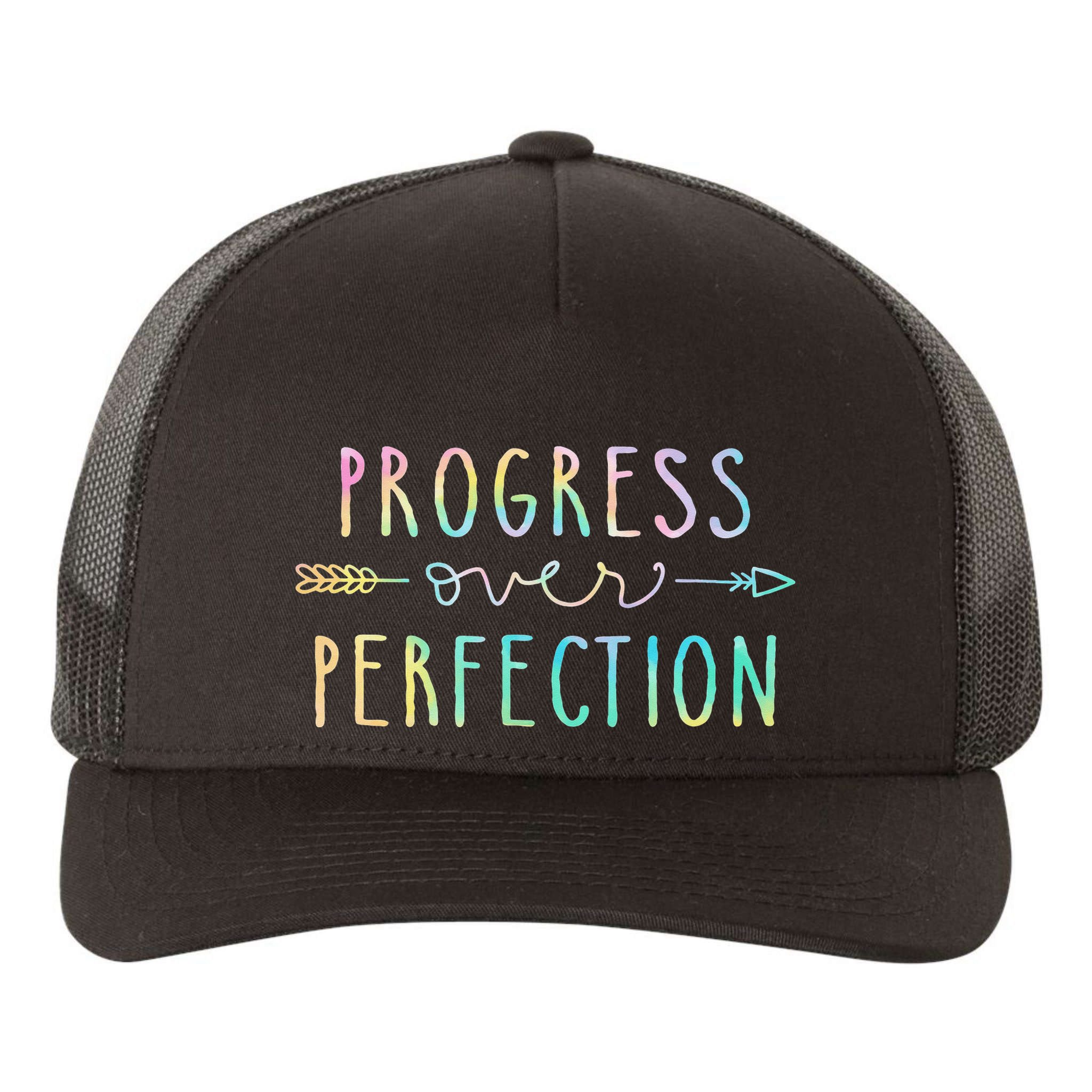 Progress Over Perfection Motivational Gifts Yupoong Adult 5-Panel Trucker Hat