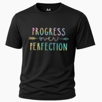 Progress Over Perfection Motivational Gifts Cooling Performance Crew T-Shirt