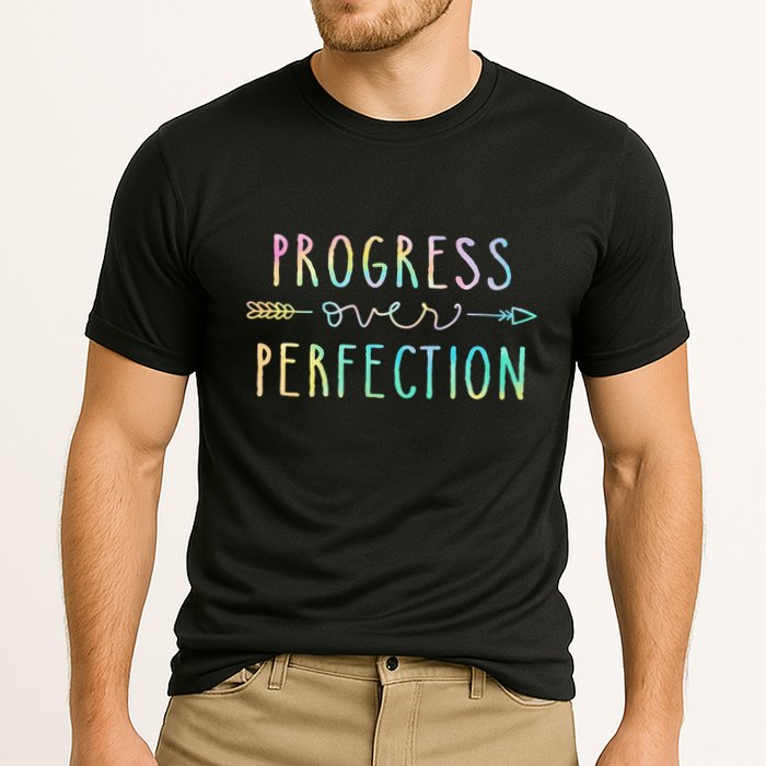 Progress Over Perfection Motivational Gifts Cooling Performance Crew T-Shirt