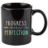 Progress Over Perfection Motivational Gifts 11oz C Handle Ceramic Mug