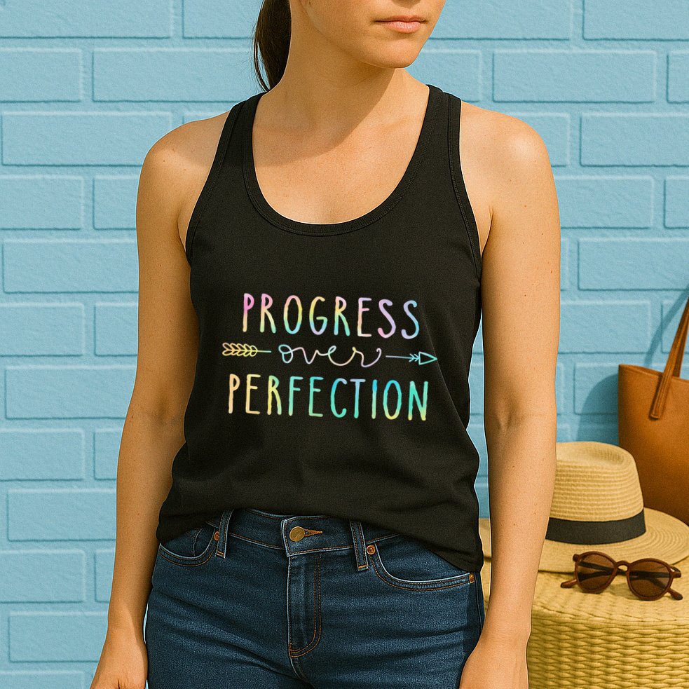 Progress Over Perfection Motivational Gifts Womens Tank Top