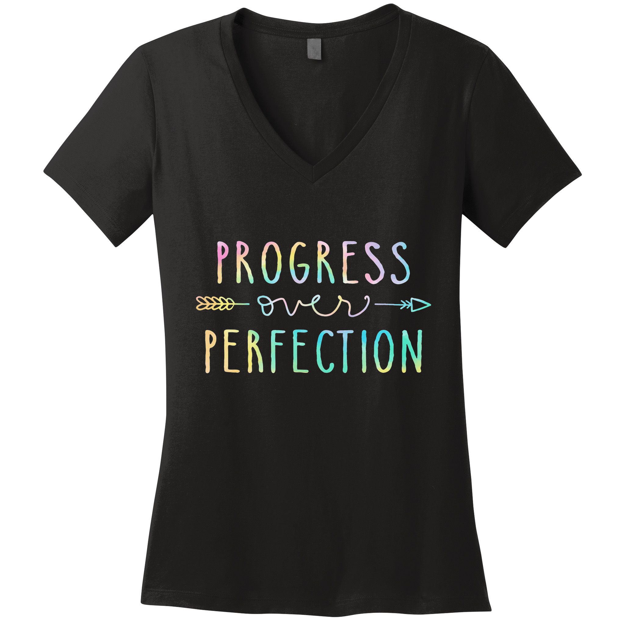 Progress Over Perfection Motivational Gifts Women's V-Neck T-Shirt