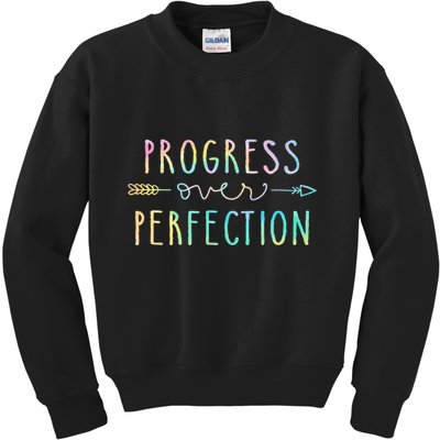 Progress Over Perfection Motivational Gifts Kids Sweatshirt