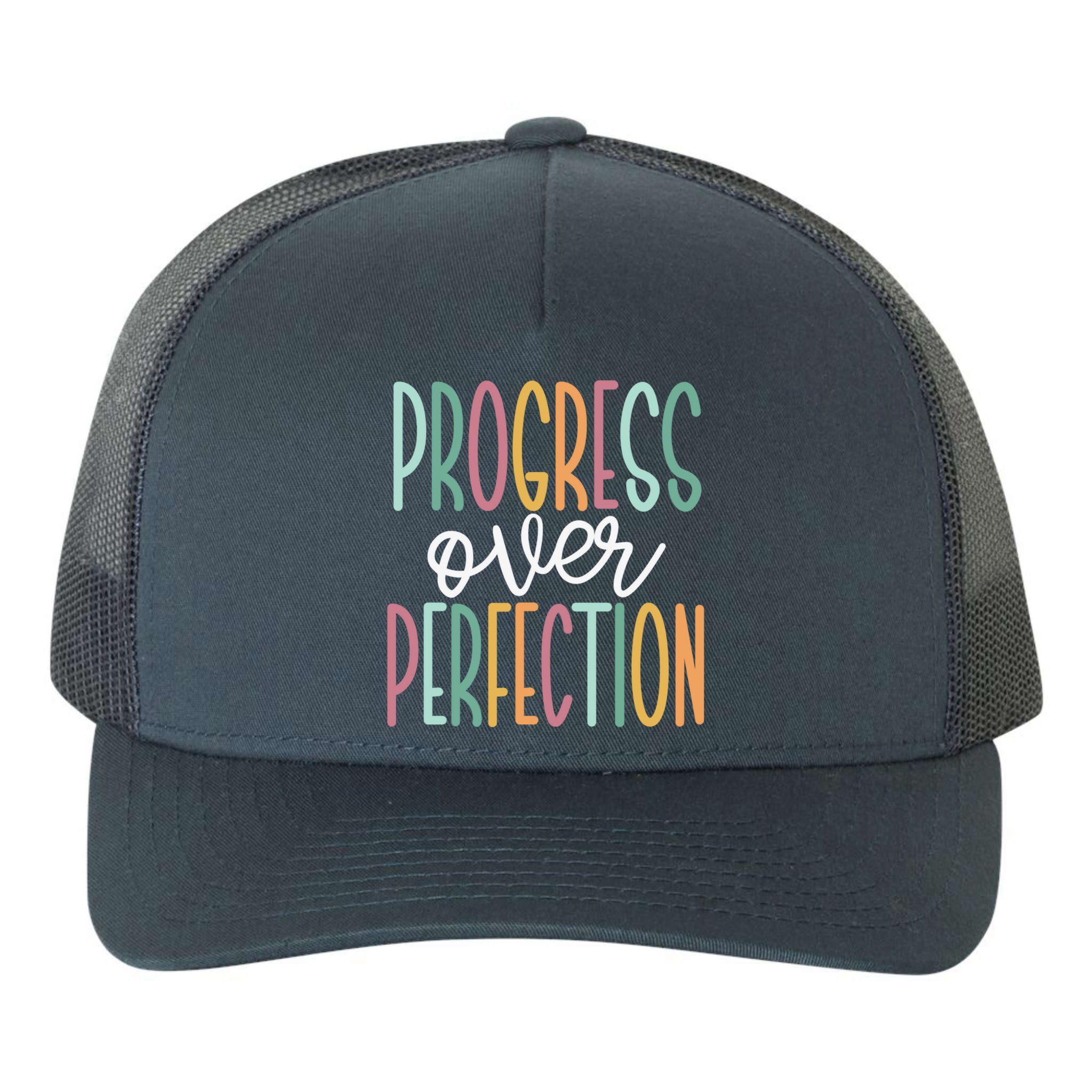 Progress Over Perfection Yupoong Adult 5-Panel Trucker Hat