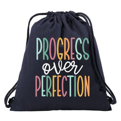 Progress Over Perfection Drawstring Bag