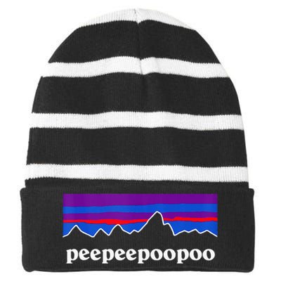 Peepeepoopoo Outdoors Pee Pee Poo Poo 2024 Striped Beanie with Solid Band