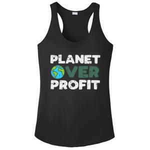 Planet Over Profit Earth Day Environment Lover Gift Ladies PosiCharge Competitor Racerback Tank