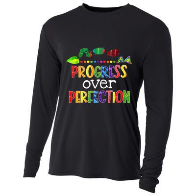 Progress Over Perfection Motivational Teacher Cooling Performance Long Sleeve Crew