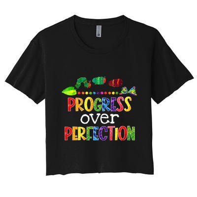 Progress Over Perfection Motivational Teacher Crop Top