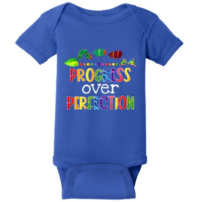 Progress Over Perfection Motivational Teacher Baby Bodysuit