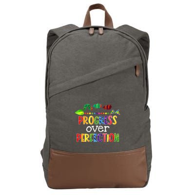 Progress Over Perfection Motivational Teacher Cotton Canvas Backpack