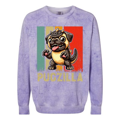 Pug Owner Pugzilla Dog Love Colorblast Crewneck Sweatshirt