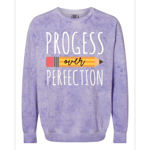 Progress Over Perfection Education Back To School Colorblast Crewneck Sweatshirt