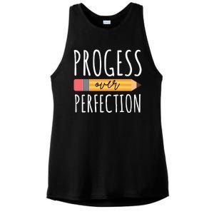 Progress Over Perfection Education Back To School Ladies PosiCharge Tri-Blend Wicking Tank