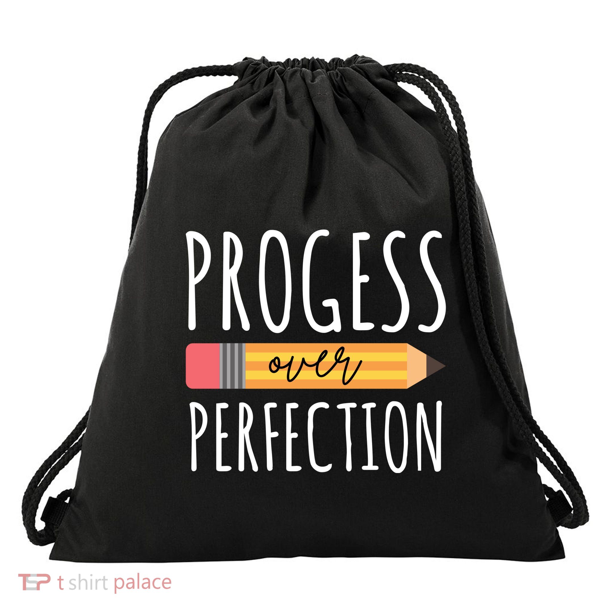 Progress Over Perfection Education Back To School Drawstring Bag
