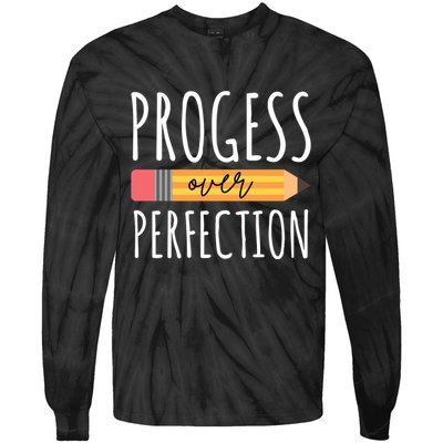 Progress Over Perfection Education Back To School Tie-Dye Long Sleeve Shirt
