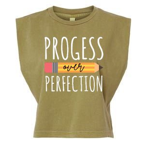 Progress Over Perfection Education Back To School Garment-Dyed Women's Muscle Tee