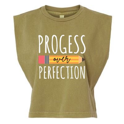 Progress Over Perfection Education Back To School Garment-Dyed Women's Muscle Tee