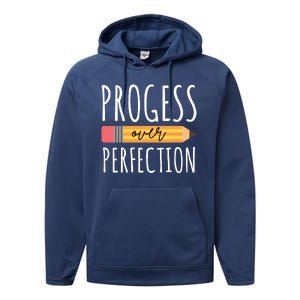 Progress Over Perfection Education Back To School Performance Fleece Hoodie