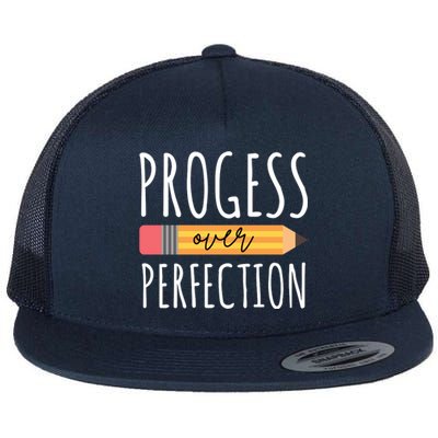 Progress Over Perfection Education Back To School Flat Bill Trucker Hat