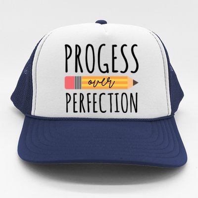 Progress Over Perfection Education Back To School Trucker Hat