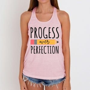 Progress Over Perfection Education Back To School Women's Knotted Racerback Tank