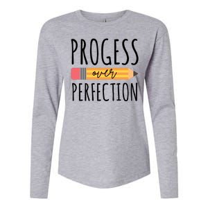 Progress Over Perfection Education Back To School Womens Cotton Relaxed Long Sleeve T-Shirt