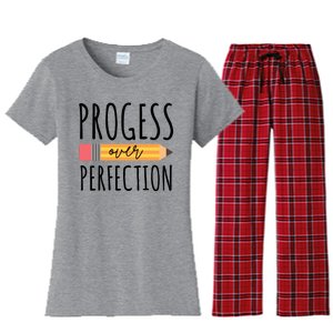 Progress Over Perfection Education Back To School Women's Flannel Pajama Set