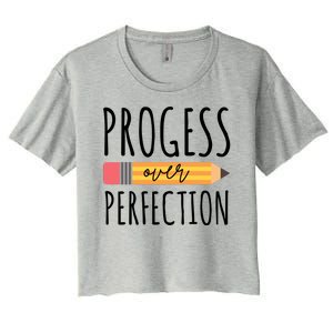 Progress Over Perfection Education Back To School Women's Crop Top Tee