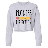 Progress Over Perfection Education Back To School Cropped Pullover Crew