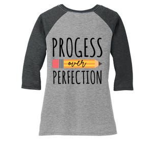 Progress Over Perfection Education Back To School Women's Tri-Blend 3/4-Sleeve Raglan Shirt