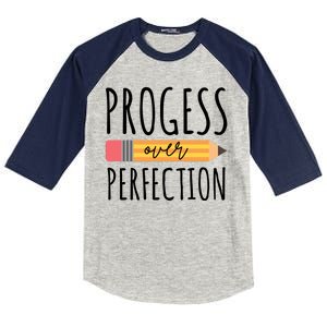 Progress Over Perfection Education Back To School Kids Colorblock Raglan Jersey