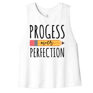 Progress Over Perfection Education Back To School Women's Racerback Cropped Tank