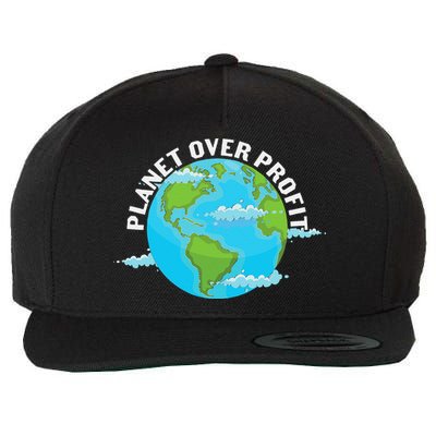 Planet Over Profit Earth Day Environmental Wool Snapback Cap