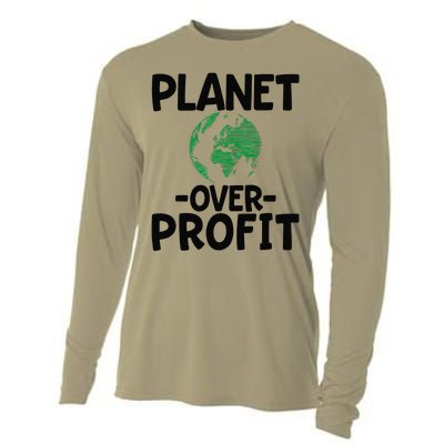 Planet Over Profit Earth Day Environmentalist Gift Cooling Performance Long Sleeve Crew