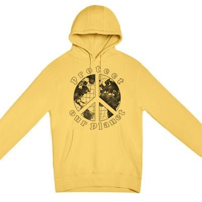 Protect Our Planet Globe Love And Peace Sign Great Gift Premium Pullover Hoodie