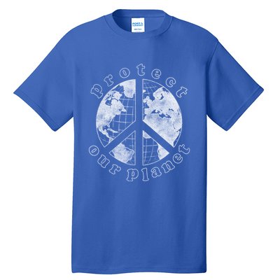 Protect Our Planet Globe Love And Peace Sign Great Gift Tall T-Shirt