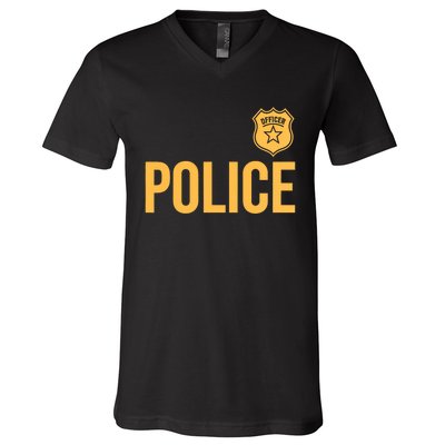 Police Officer Police Badge Halloween Costume Adults V-Neck T-Shirt