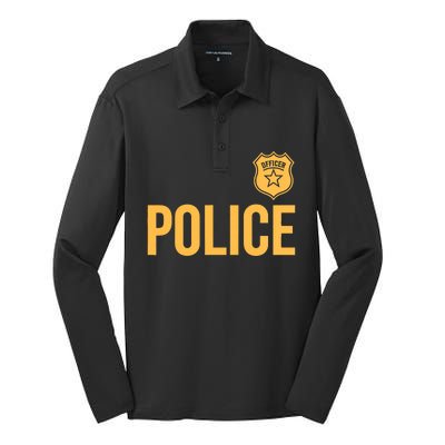 Police Officer Police Badge Halloween Costume Adults Silk Touch Performance Long Sleeve Polo