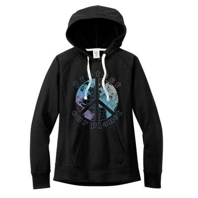 Protect Our Planet Globe Love And Peace Sign Cool Gift Women's Fleece Hoodie