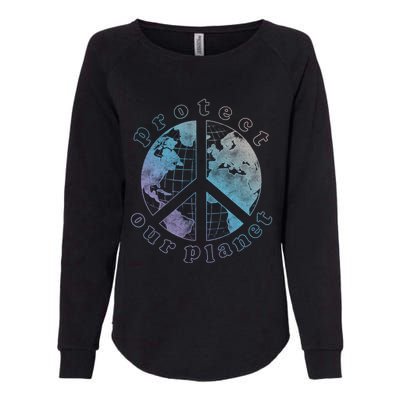 Protect Our Planet Globe Love And Peace Sign Cool Gift Womens California Wash Sweatshirt