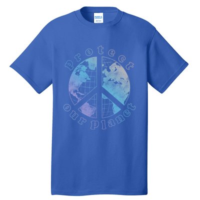 Protect Our Planet Globe Love And Peace Sign Cool Gift Tall T-Shirt