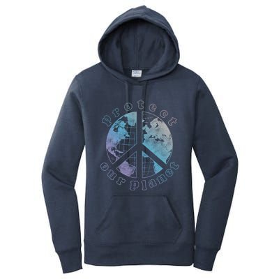 Protect Our Planet Globe Love And Peace Sign Cool Gift Women's Pullover Hoodie