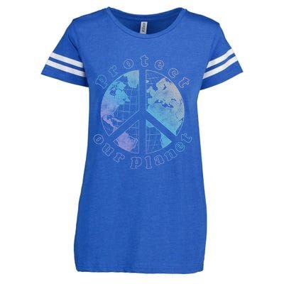 Protect Our Planet Globe Love And Peace Sign Cool Gift Enza Ladies Jersey Football T-Shirt