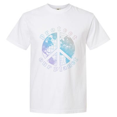 Protect Our Planet Globe Love And Peace Sign Cool Gift Garment-Dyed Heavyweight T-Shirt