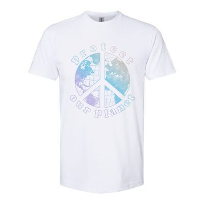 Protect Our Planet Globe Love And Peace Sign Cool Gift Softstyle® CVC T-Shirt