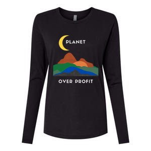 Planet Over Profit Ap Earth Original Gift Womens Cotton Relaxed Long Sleeve T-Shirt