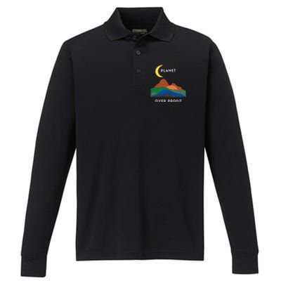 Planet Over Profit Ap Earth Original Gift Performance Long Sleeve Polo